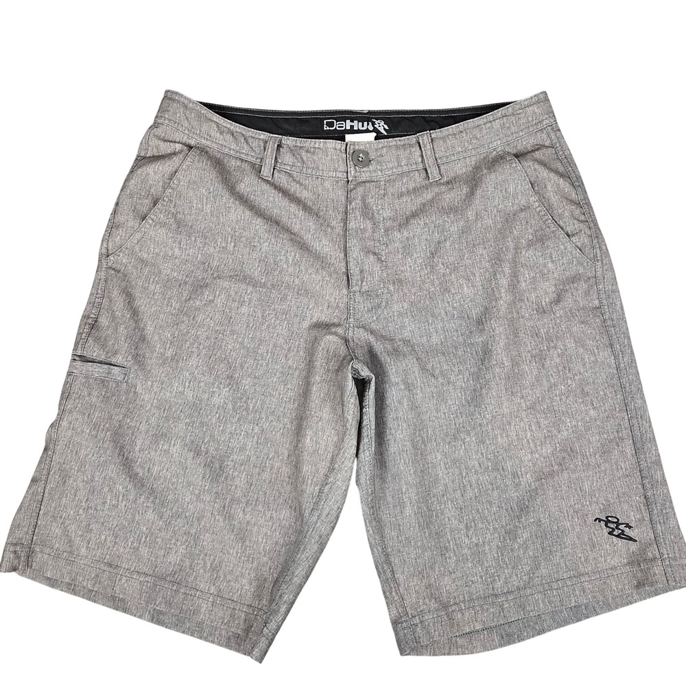 DaHui Mens Heather Grey Hybrid Board Shorts Stretch Surf Walk Shorts Size 34